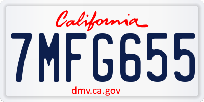 CA license plate 7MFG655