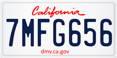 CA license plate 7MFG656