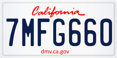 CA license plate 7MFG660