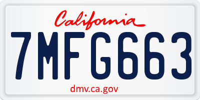 CA license plate 7MFG663