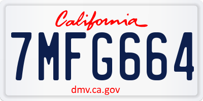 CA license plate 7MFG664