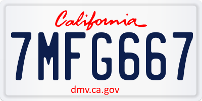 CA license plate 7MFG667