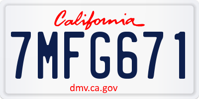 CA license plate 7MFG671