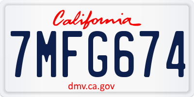 CA license plate 7MFG674