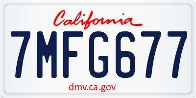 CA license plate 7MFG677