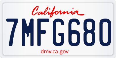 CA license plate 7MFG680