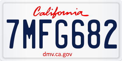 CA license plate 7MFG682