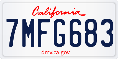 CA license plate 7MFG683
