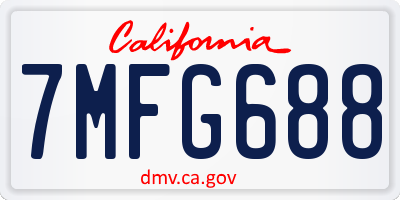 CA license plate 7MFG688
