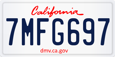 CA license plate 7MFG697