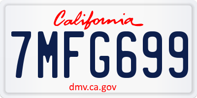 CA license plate 7MFG699