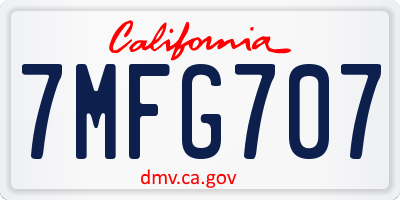 CA license plate 7MFG707