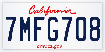 CA license plate 7MFG708