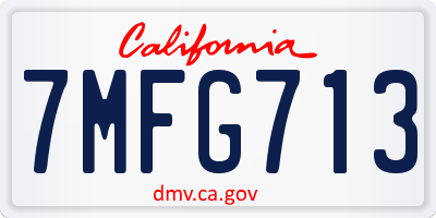 CA license plate 7MFG713