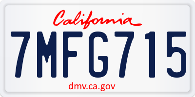CA license plate 7MFG715