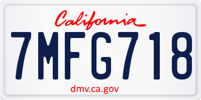 CA license plate 7MFG718