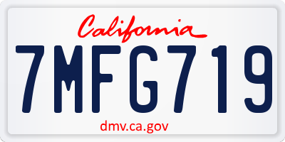 CA license plate 7MFG719