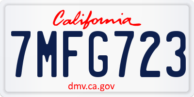 CA license plate 7MFG723