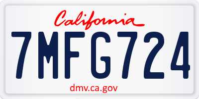 CA license plate 7MFG724