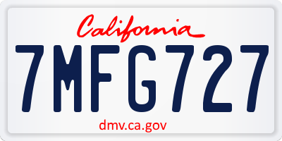 CA license plate 7MFG727