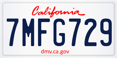 CA license plate 7MFG729