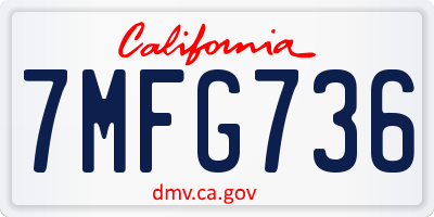 CA license plate 7MFG736