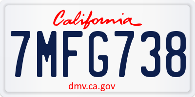 CA license plate 7MFG738