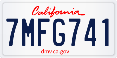 CA license plate 7MFG741