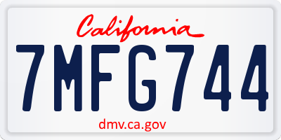 CA license plate 7MFG744