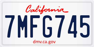 CA license plate 7MFG745