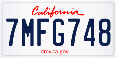 CA license plate 7MFG748