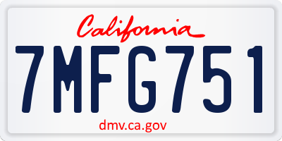 CA license plate 7MFG751