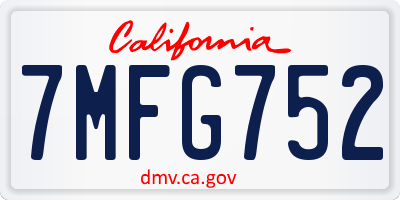 CA license plate 7MFG752