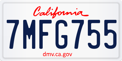 CA license plate 7MFG755