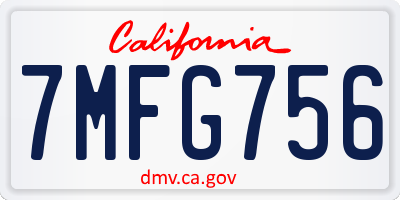 CA license plate 7MFG756