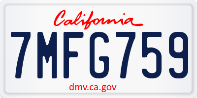 CA license plate 7MFG759