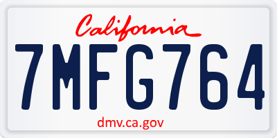 CA license plate 7MFG764