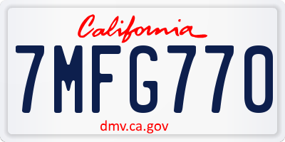 CA license plate 7MFG770