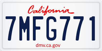 CA license plate 7MFG771
