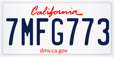 CA license plate 7MFG773