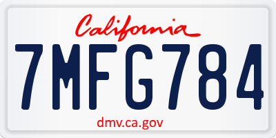 CA license plate 7MFG784