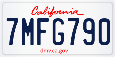 CA license plate 7MFG790