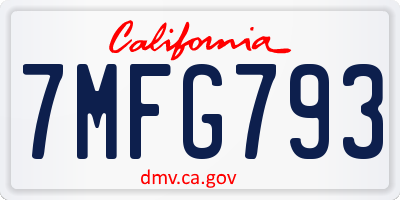CA license plate 7MFG793