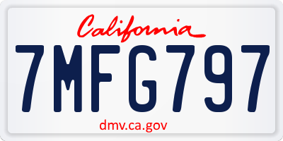 CA license plate 7MFG797