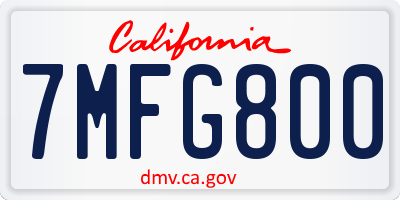 CA license plate 7MFG800