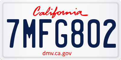 CA license plate 7MFG802