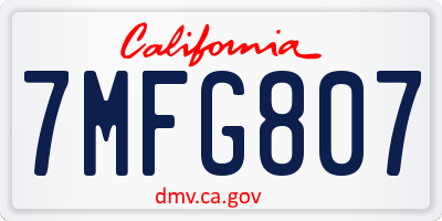 CA license plate 7MFG807