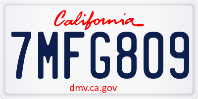 CA license plate 7MFG809