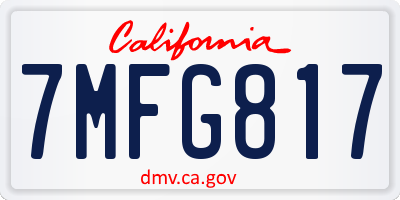 CA license plate 7MFG817
