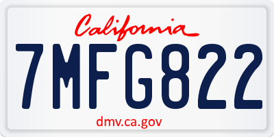 CA license plate 7MFG822